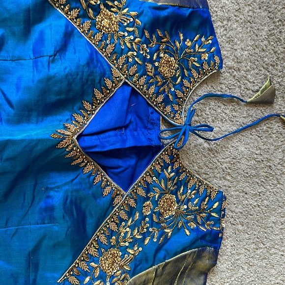 Blue Kanchi saree blouse only heavy work hand embroidered . NWOT - Picture 3 of 7